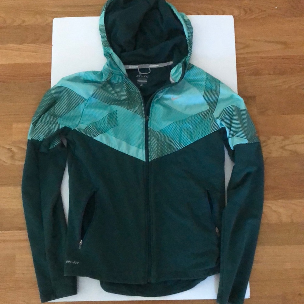 Nike running jacket - green hooded